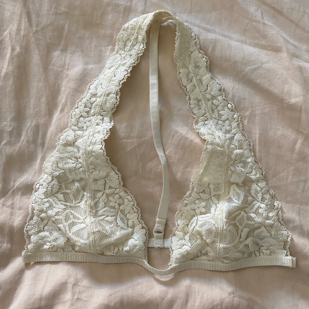 Free People Intimates Ivory Lace Halter Bralette S